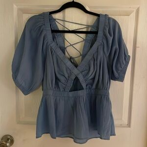 American Eagle Blue Babydoll Peek-a-boo Lace-up